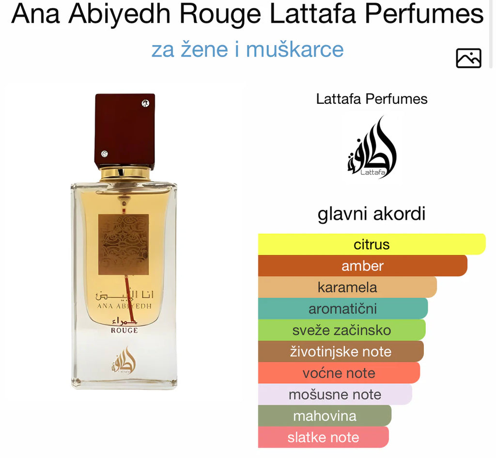 Ana Abiyedh Rouge by Lattafa 60ml EDP