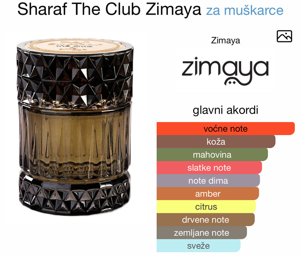 Sharaf The Club Extrait de Parfum by Zimaya - Zahra Dubai Parfemi