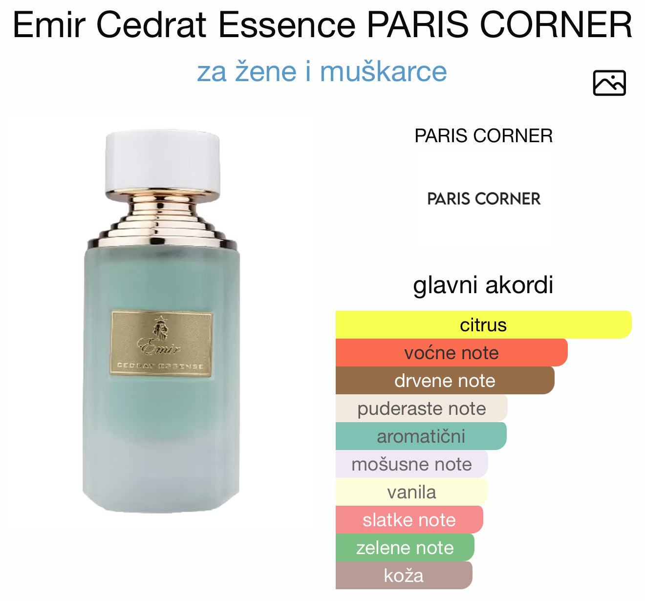 Cedrat Essence by Emir - Zahra Dubai Parfemi