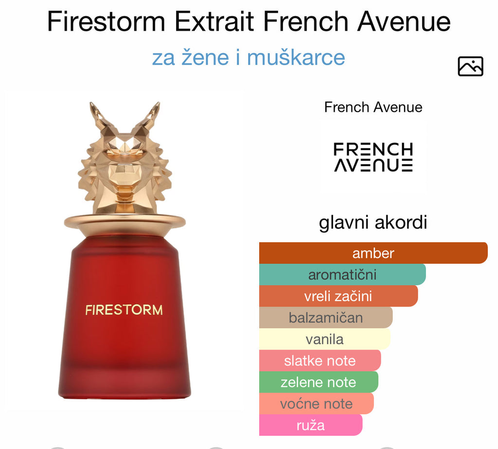 Firestorm Extrait by French Avenue - Zahra Dubai Parfemi